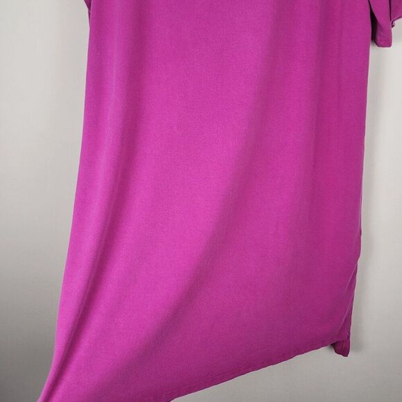 Eileen Fisher Tencel Stretch Jersey T-Shirt Dress Short Sleeve Dark Pink Size L - Picture 6 of 15